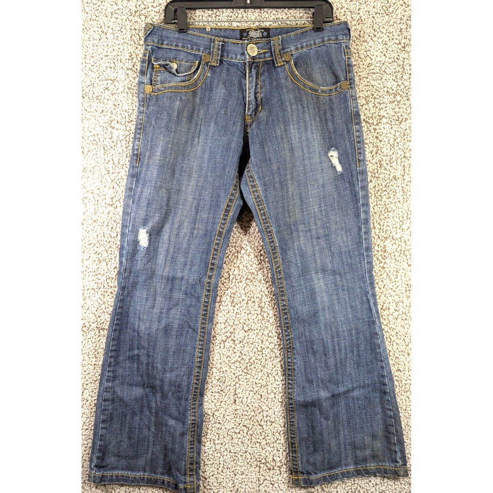 Samuel Kato Premium Bootcut Jeans Mens 33x30 (Tag 32x32) Blue Rare Distressed